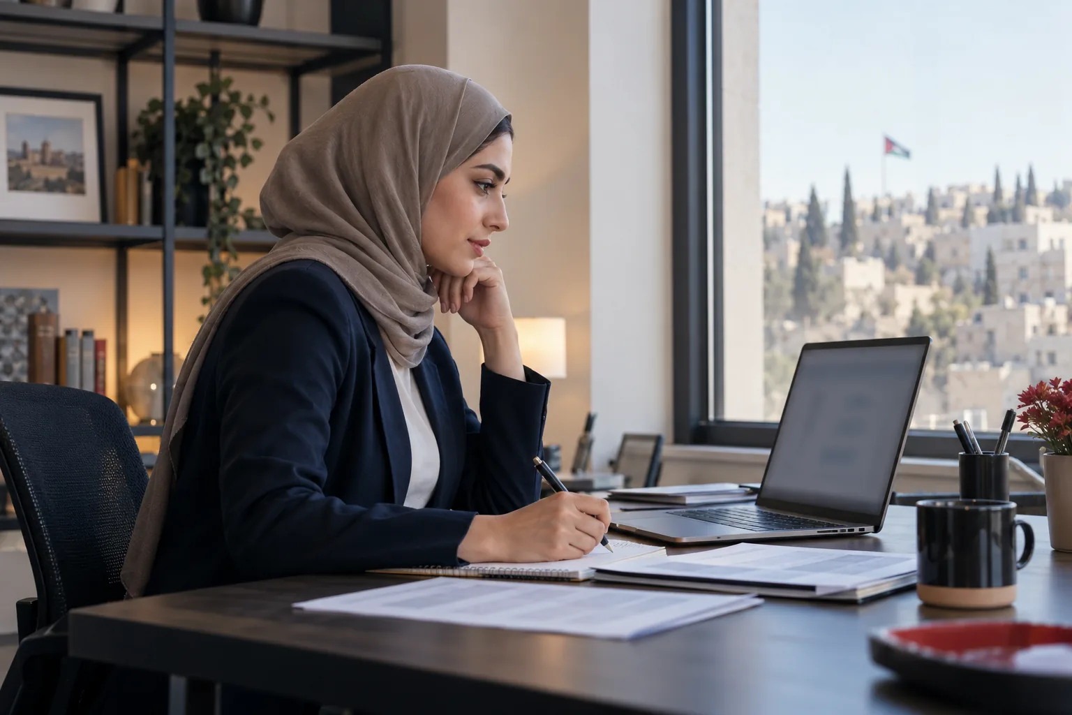 باحثة عن عمل تراجع فرصاً مهنية مناسبة
